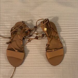 Loeffler Randall Tan Star Lace-Up Sandals